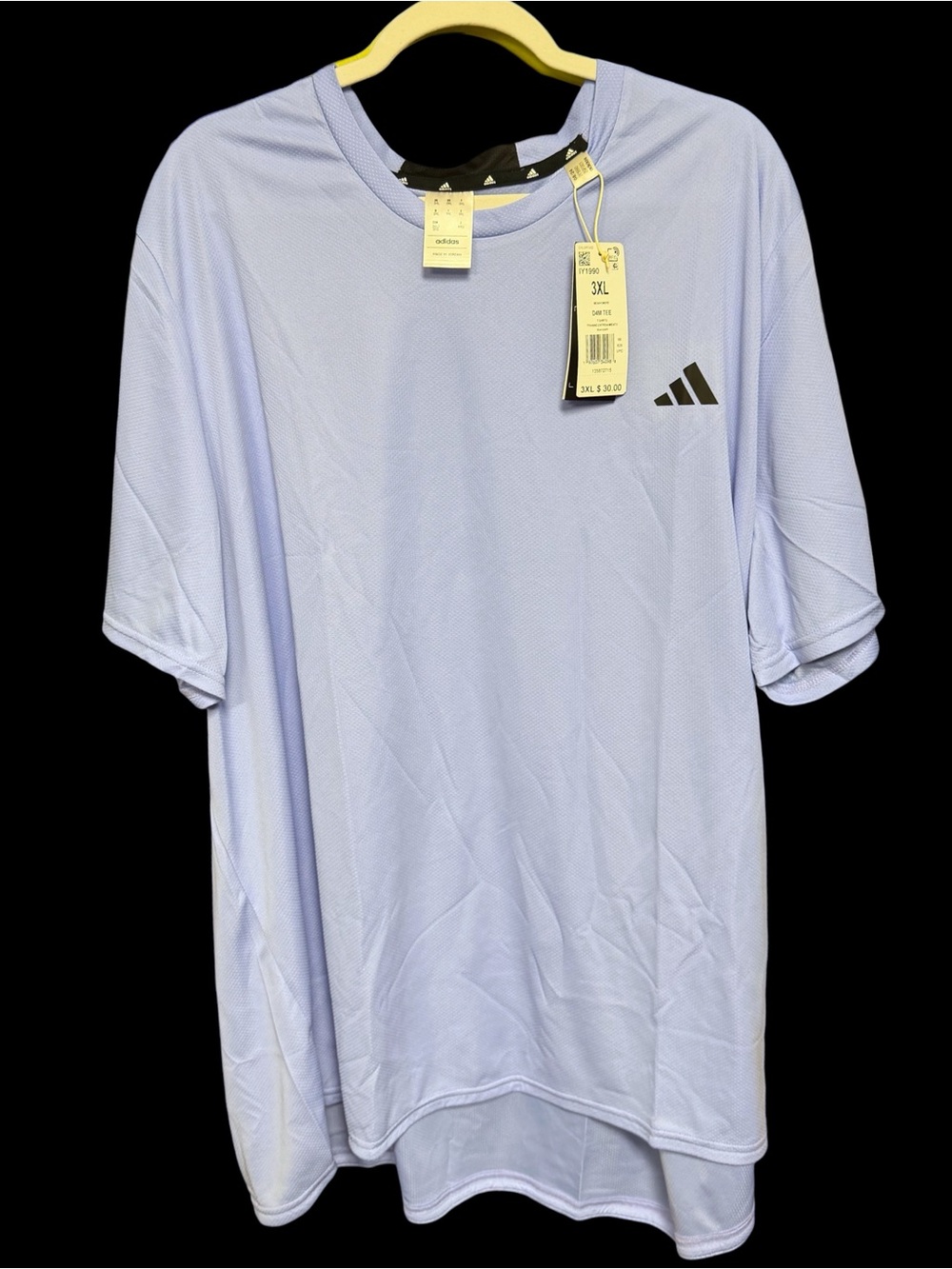 adidas Aeroready Mens Size 3XL Short Sleeve Athletic shirt light Blue New